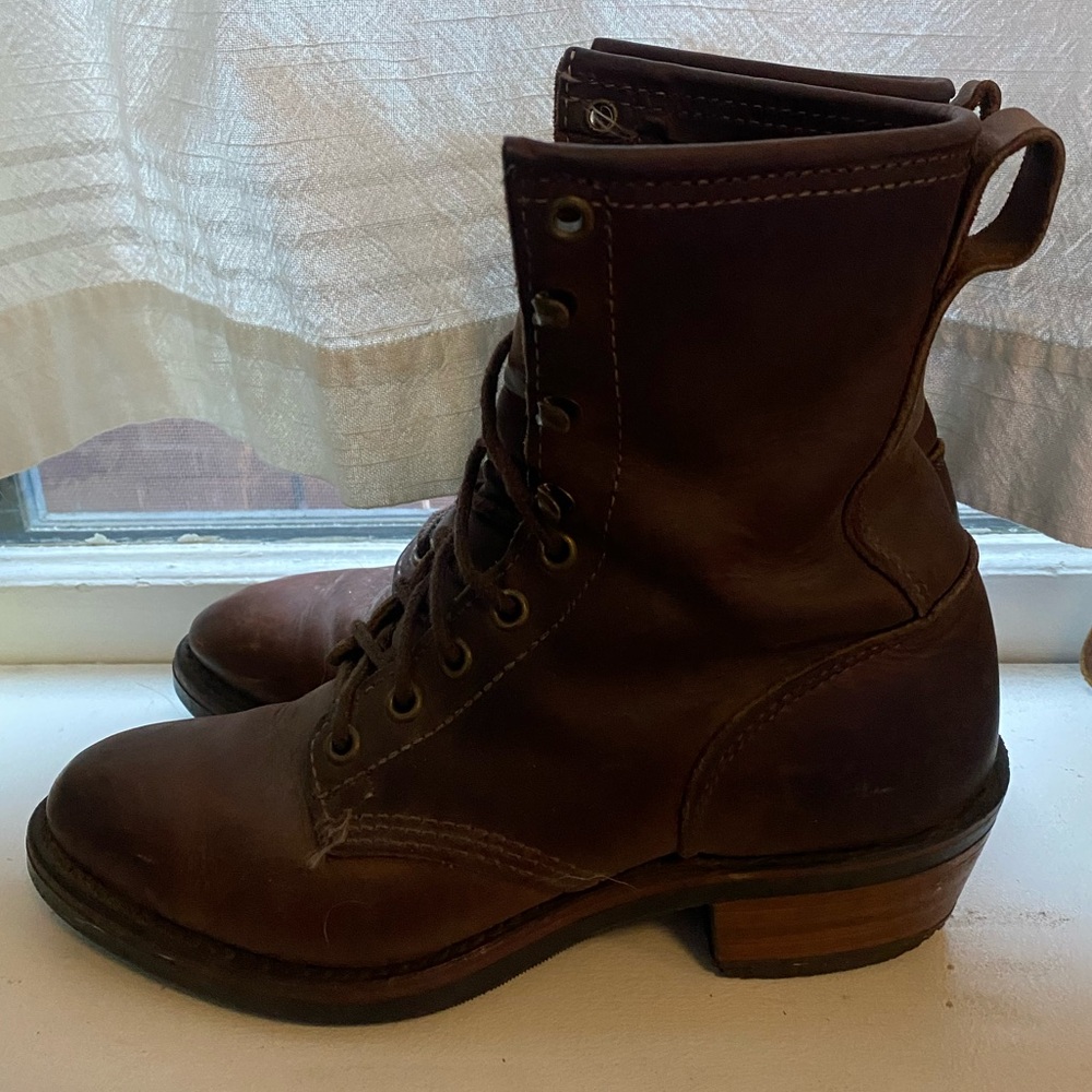 Very cute lace up boots from Santa Fe Boot Company. Vibram sole.